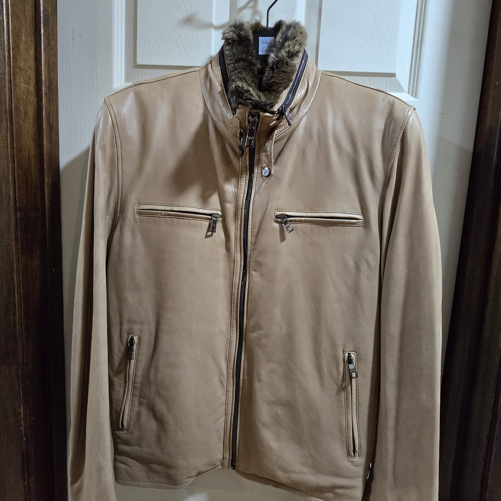 Andrew Marc Tan Leather Jacket
